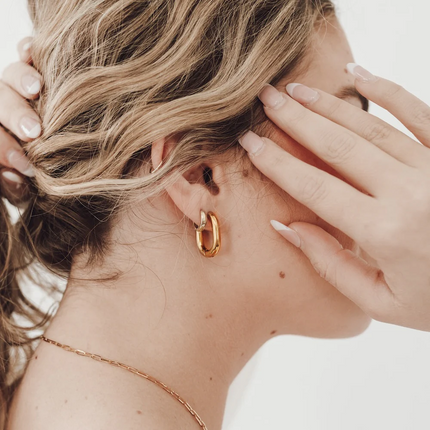 Oval Hoop Earrings - WATERPROOF - Shop Simply Apparel