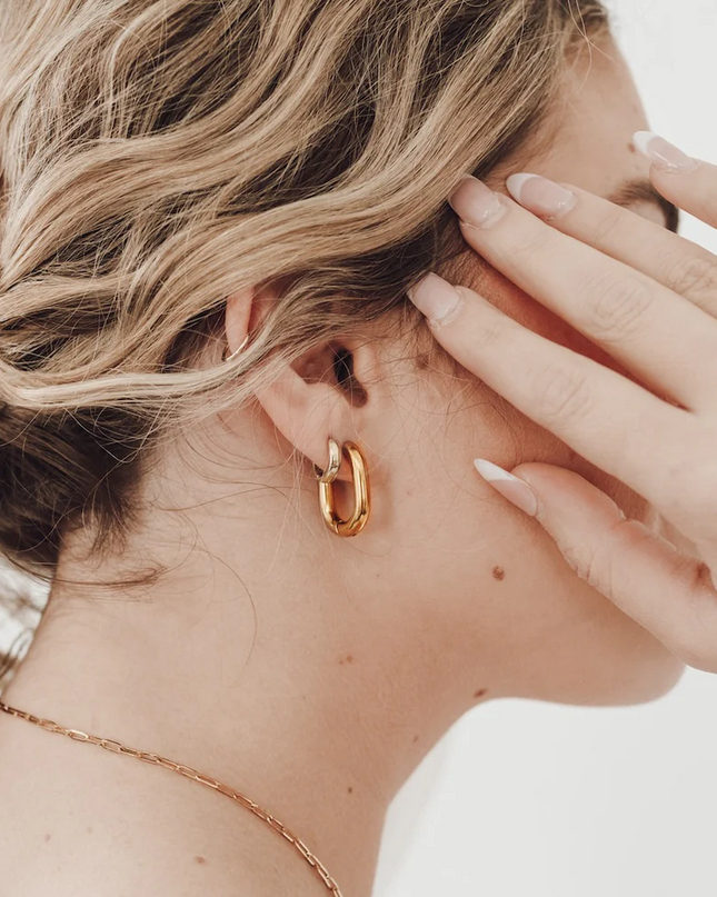 Oval Hoop Earrings - WATERPROOF - Shop Simply Apparel