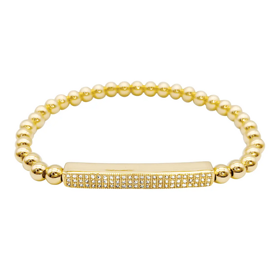 Gold Pave Bar Stretch Bracelet