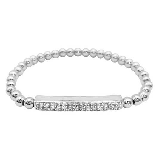 Silver Pave Bar Stretch Bracelet