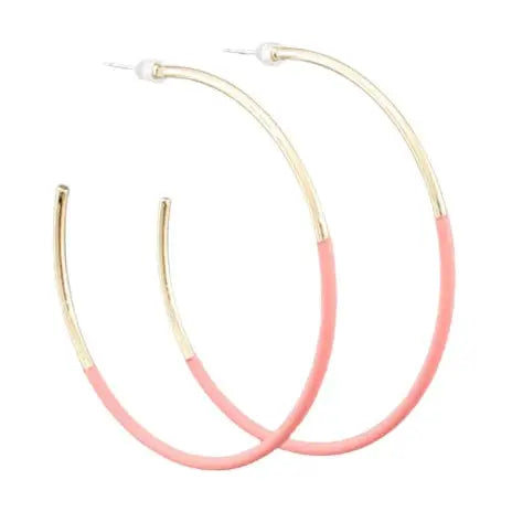 Peach/Gold Skinny Hoop Earrings