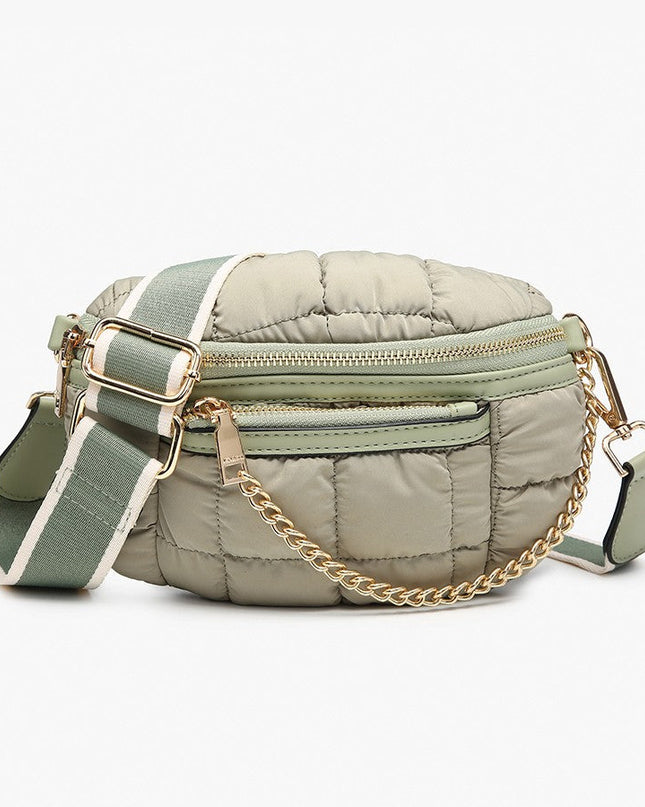 Sage Quilted Nylon Belt Bag w/ Guitar Strap - Shop Simply Apparel