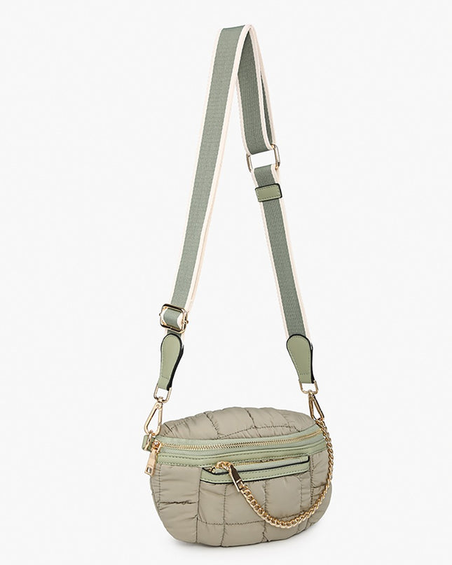 Sage Quilted Nylon Belt Bag w/ Guitar Strap - Shop Simply Apparel