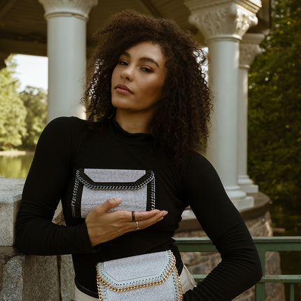 Silver/Black Rhinestone Crossbody - Shop Simply Apparel