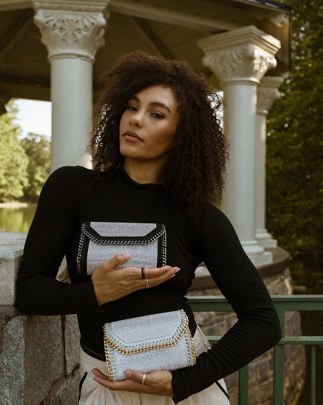 Silver/Black Rhinestone Crossbody - Shop Simply Apparel