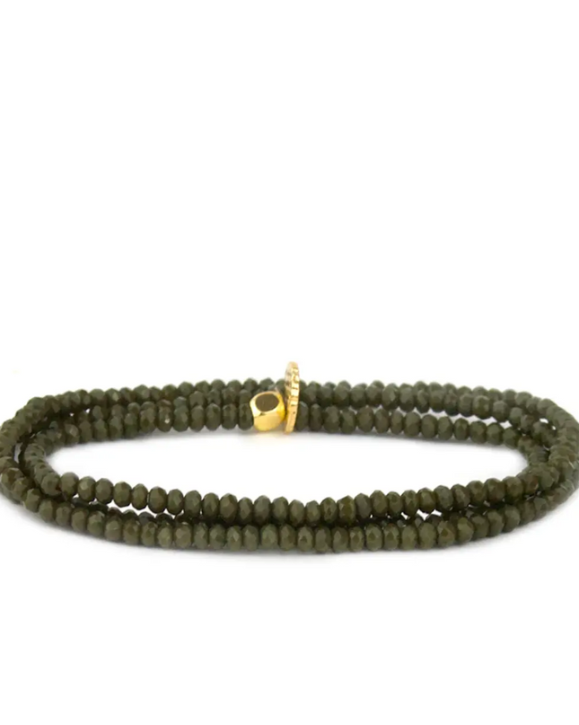 Army Stretch Crystal Beaded Wrap Bracelet - Shop Simply Apparel