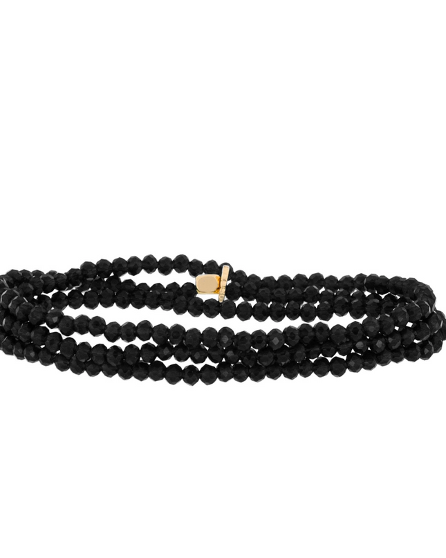 Black Stretch Crystal Beaded Wrap Bracelet - Shop Simply Apparel