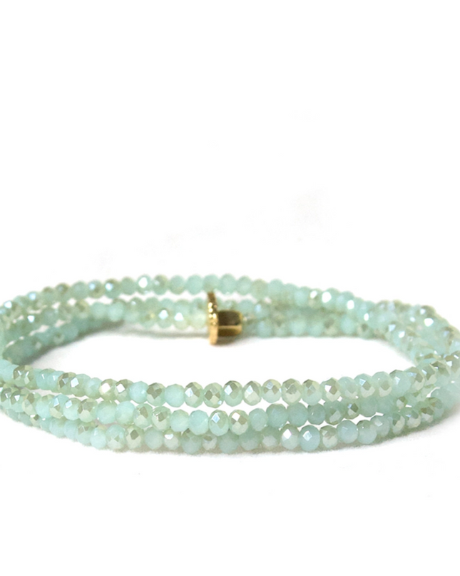 Mint Stretch Crystal Beaded Wrap Bracelet - Shop Simply Apparel