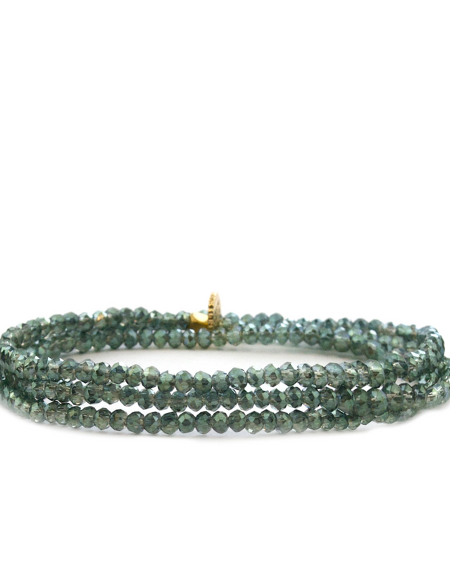Olive Stretch Crystal Beaded Wrap Bracelet - Shop Simply Apparel