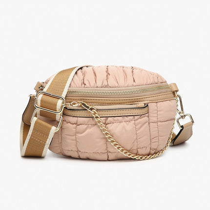 Taupe Quilted Nylon Belt Bag w/ Guitar Strap - Shop Simply Apparel
