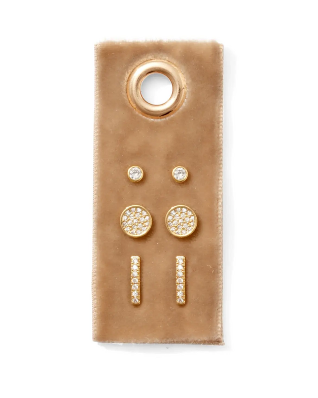 Gold Pave Velvet Stud Gift Set - Shop Simply Apparel