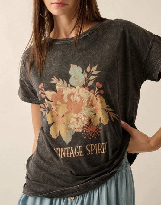 Vintage Spirit Flower Mineral Wash Graphic Tee