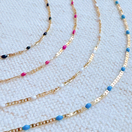 Pop Of White Enamel Chain Necklace - Shop Simply Apparel