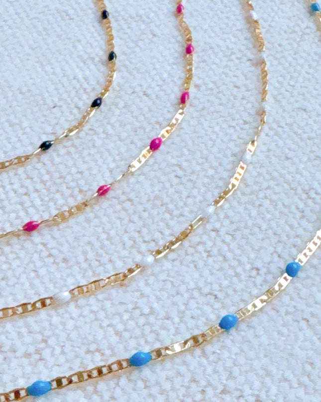 Pop Of White Enamel Chain Necklace - Shop Simply Apparel