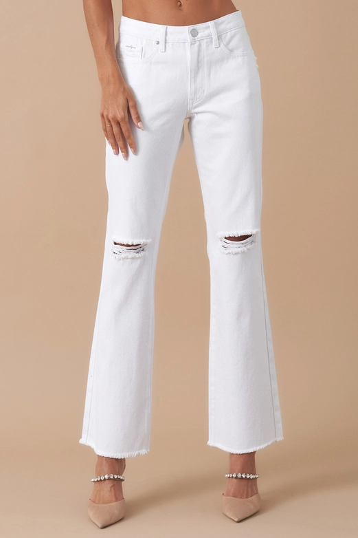 High Rise Slim Straight Relaxed White Denim - Shop Simply Apparel