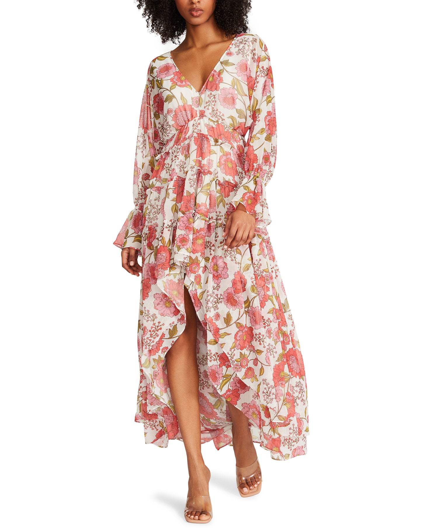 Sol Floral Long Sleeve High-Low Maxi Dress