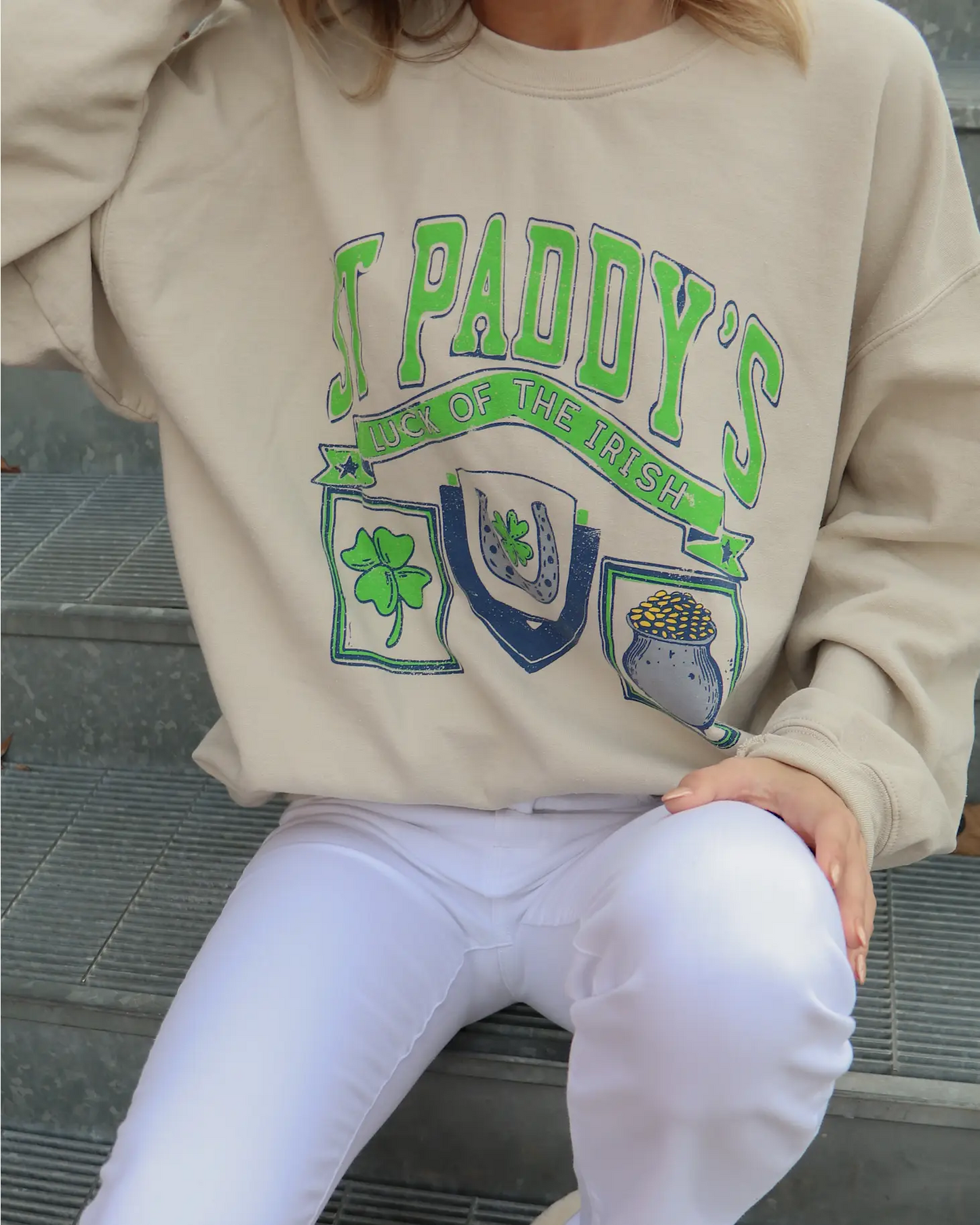 St. Paddy's Day Patch Sand Thrifted Sweatshirt